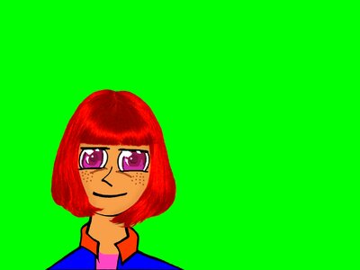 Green background anime women