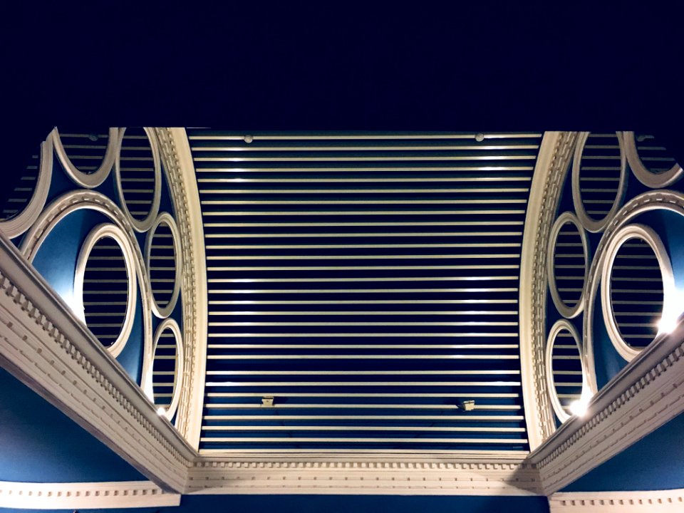Symmetrical blue ceiling
