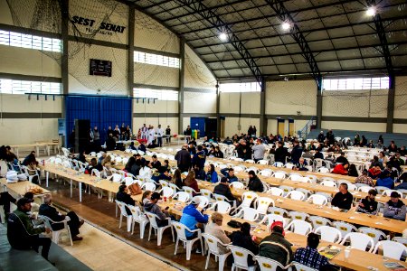 27.07.2019 - Prefeito em exercício Idemar Barz prestigia almoço na Paróquia São Cristovão em comemoração ao Dia do Motorista - Foto Michel Corvello