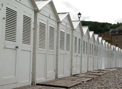 Etretat beach bathing huts
