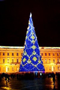 Palace Square. The Main Christmas Tree of the City. Saint-Petersburg.