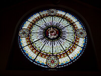 Stained glass interior church photo