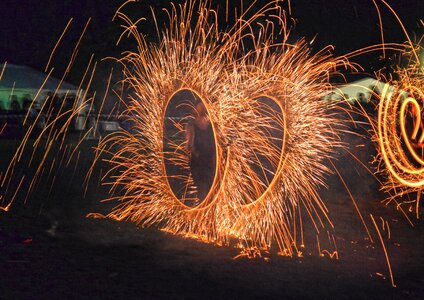 Fire sparks one silhouette
