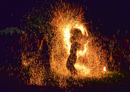 Fire sparks one silhouette