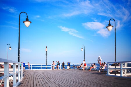 Sky blue streetlights photo