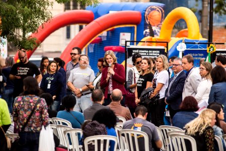 12.06.2019 - Prefeita Paula Mascarenhas durante lançamento da Campanha de Combate ao Trabalho Infantil  - Foto: Gustavo Vara