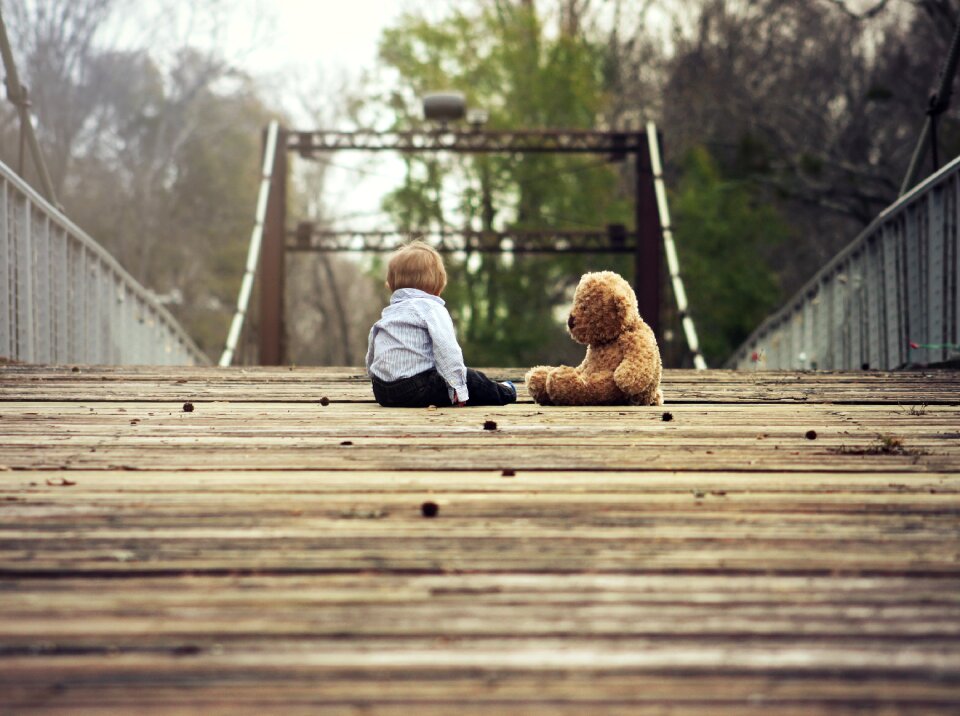 Sitting small child photo