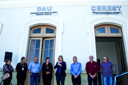21.03.2019 - Prefeita Paula Mascarenhas e o vice Idemar Barz na inauguração do novo espaço de atendimento do Departamento de Assistência ao Usuário (DAU) e apresentação do modelo de transporte intermunicipal da SMS - Foto: Gustavo Vara