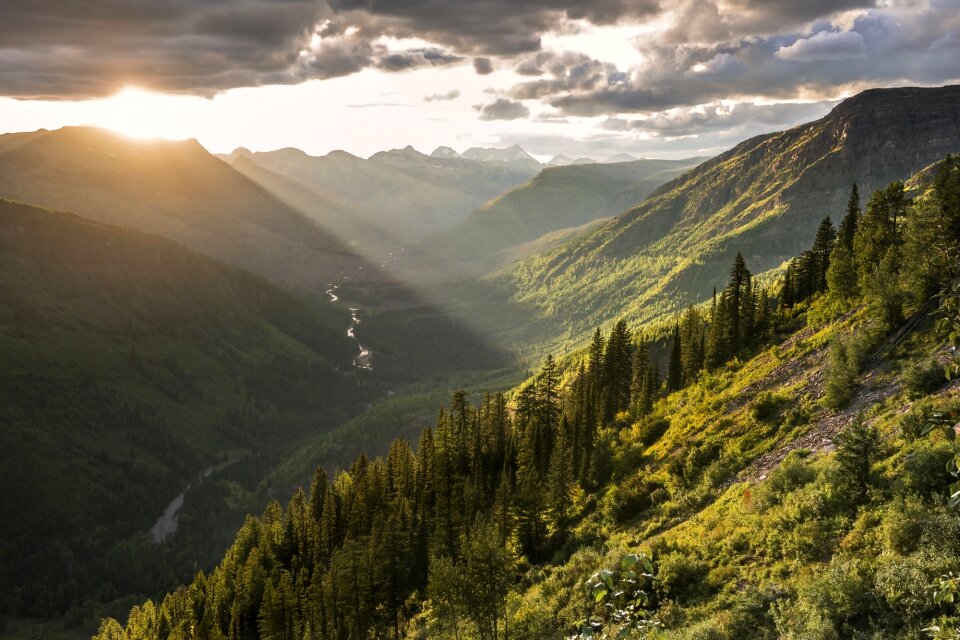 Landscape crepuscular rays sunbeams