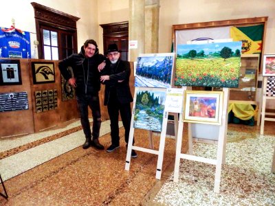 The artists Ronald Menti and Roberto Lacchin in collective at the Town Hall of Cornedo Vicentino