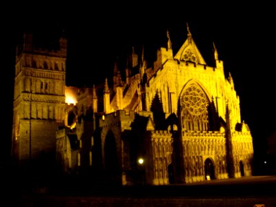 Exeter Cathedral at night