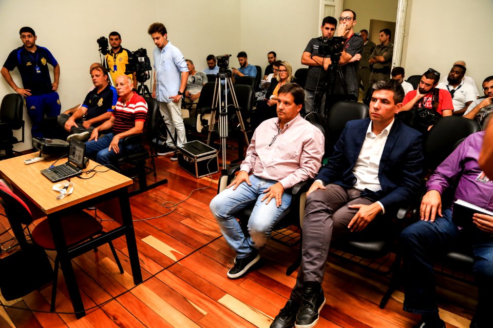 12.03.2019 - Prefeita Paula Mascarenhas participa de coletiva de imprensa para apresentação do projeto torcida mista Bra x Pel - Foto: Gustavo Vara