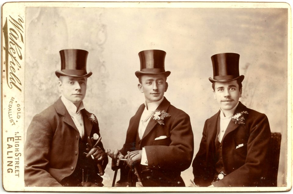 Unknown men in top hats (groom and ushers?) by Wakefield, 1 High Street, Ealing
