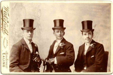 Unknown men in top hats (groom and ushers?) by Wakefield, 1 High Street, Ealing photo