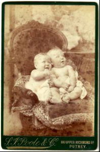 Two happy babies.  Dated October 1887.