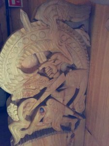 Viking wood carving photo