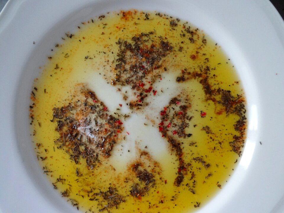 Plate olive oil herbs
