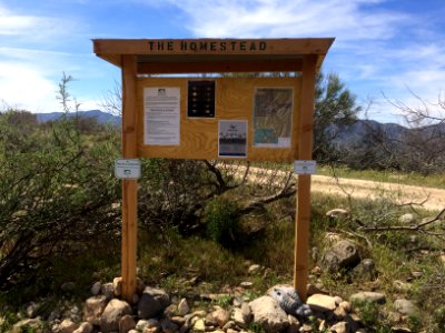 Temporary Kiosk at Homestead Climbing Area, Tucson AZ. Photo by