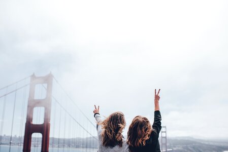 Looking peace sign landmark