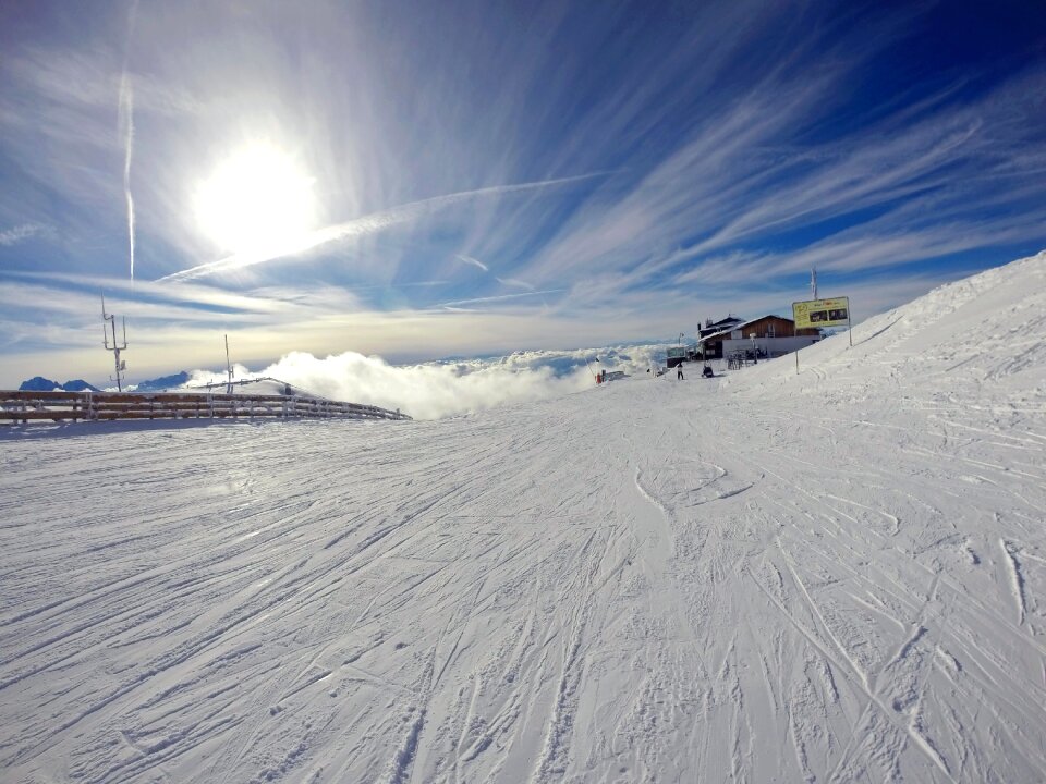 Blue white winter sky