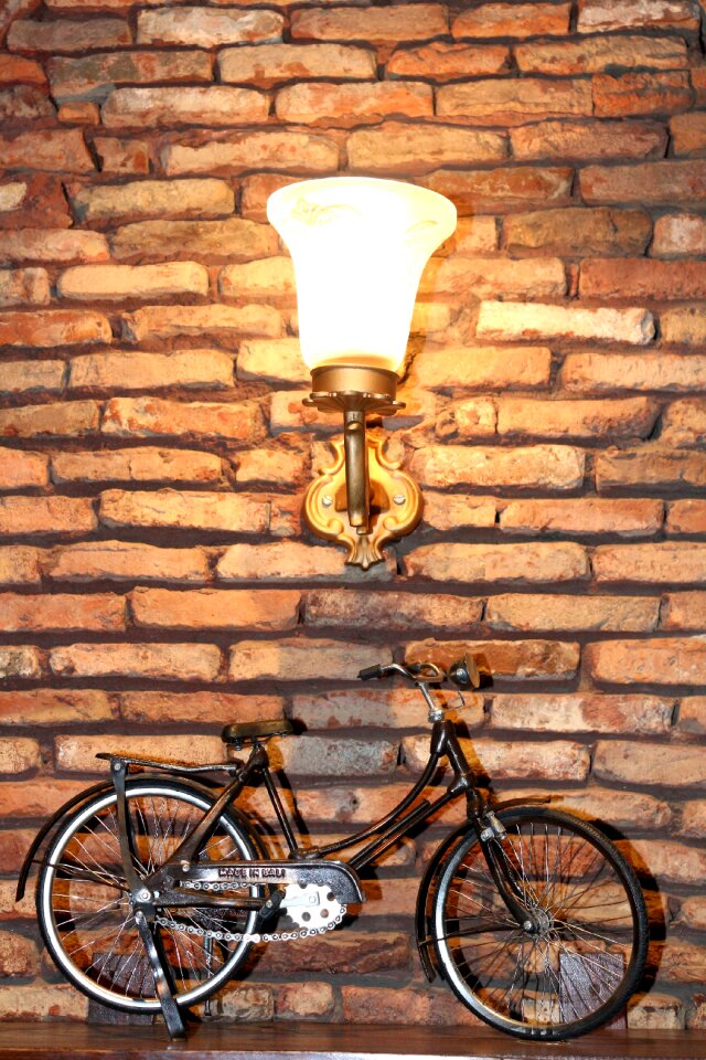 Brick wall lamp brown creative photo