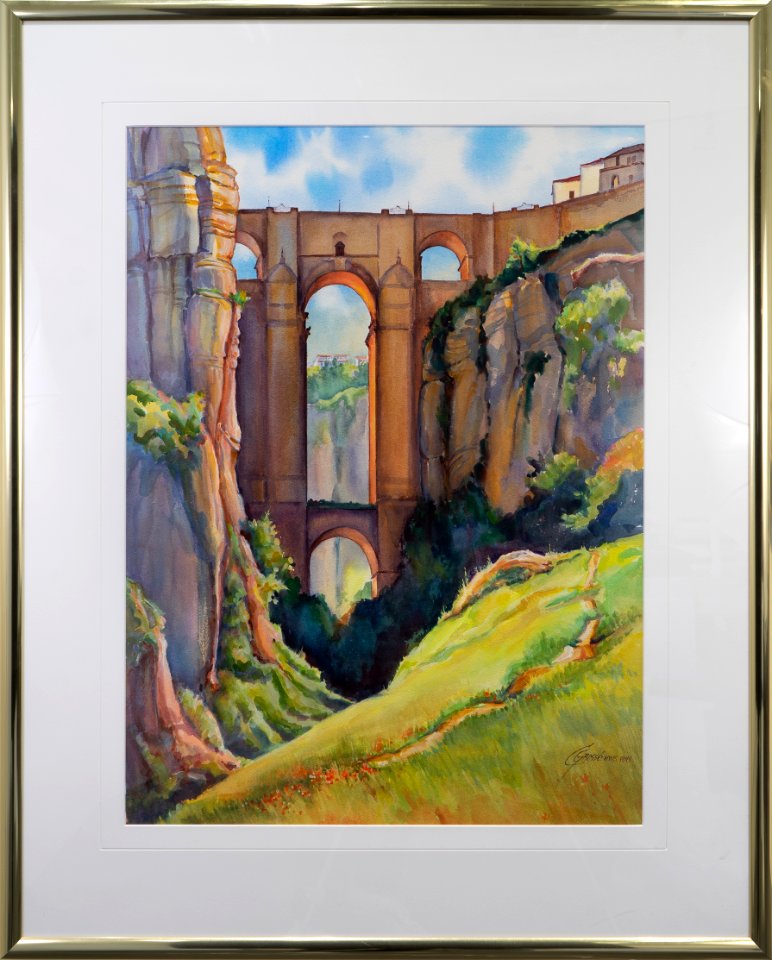 306 | Carolyn Grosse Gawarecki | 1793 New Bridge Ronda Spain | Watercolor | 40x32