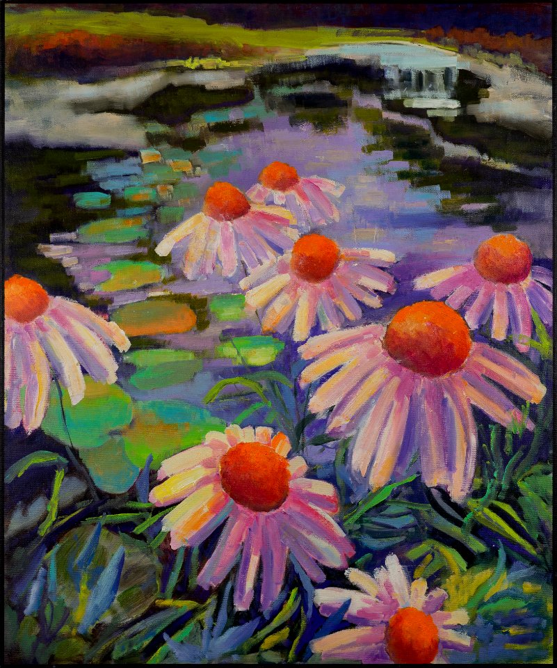 608 | Diane Dunn | Coneflowers III | Oil | 24x20