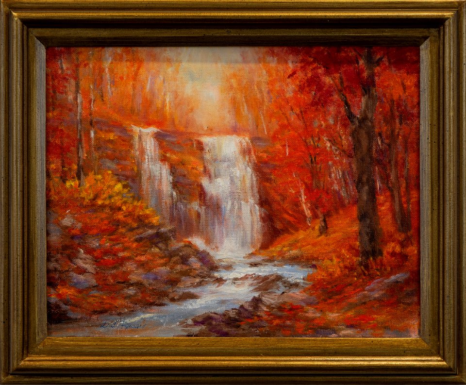 074 | Carol Rusaw | Waterfalls in Autumn | Oil | 14x17