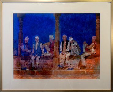 574 | Mary Eggers | Men's Club of Bhaktapur | Acrylic | 32.5x39.5