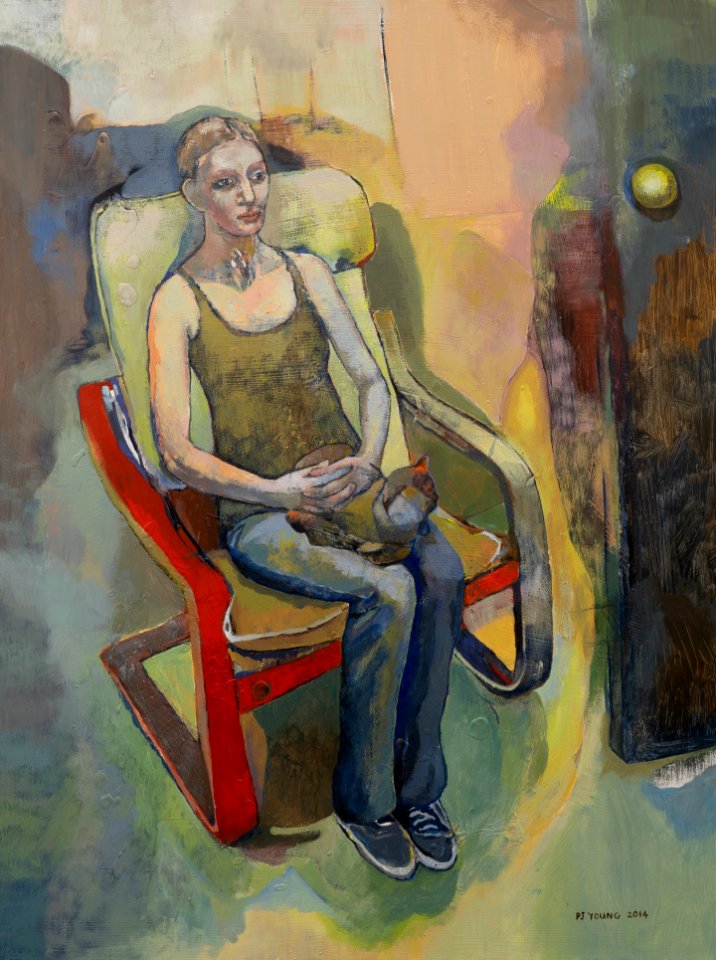 280 | Priscilla Young | Girl With Cat | Acrylic | 40x30.5