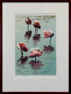 223 | Nancy McIntyre | Spoonbill Divas | Printmaking | 24x18