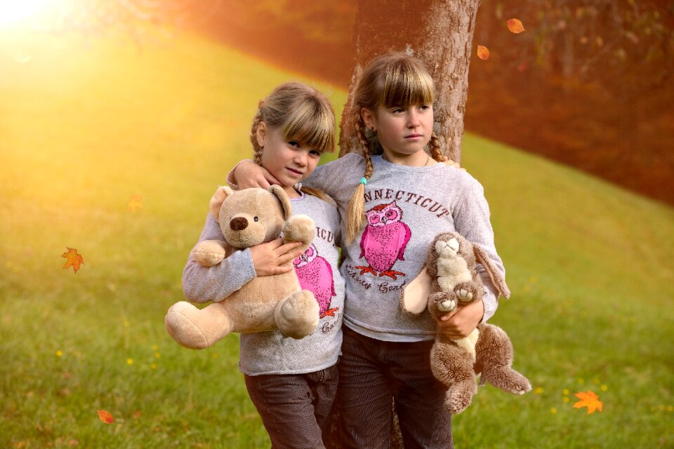 Stuffed animals autumn evening