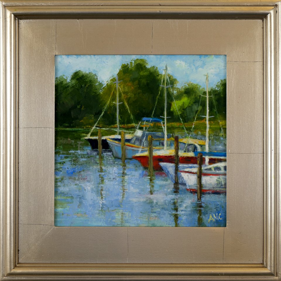 540 | Anne Meagher-Cook | Boats at Daingerfield | Oil | 16x16