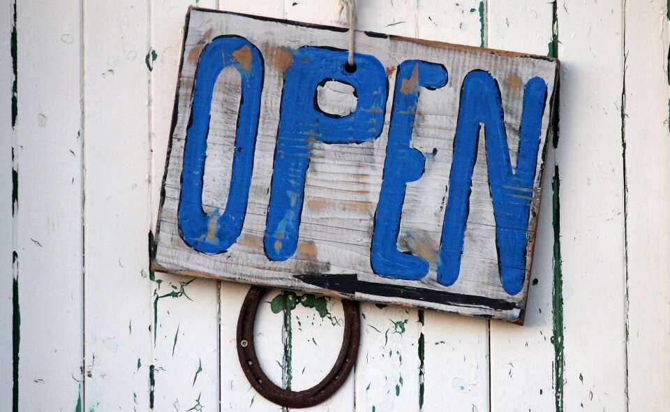 Rustic open sign business