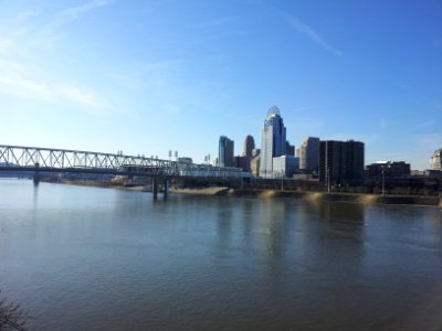 Downtown Cincinnati from the Purple People Bridge photo