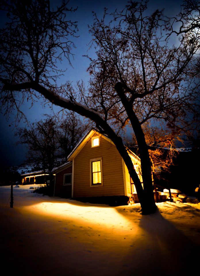 Cabin under moonlight Valley View Hot Springs