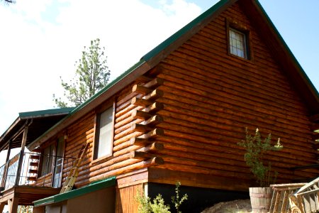 Stain Drying on Log Home
