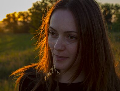 Sunset hair portrait photo