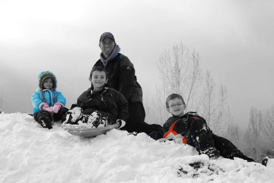 Sledding winter happy