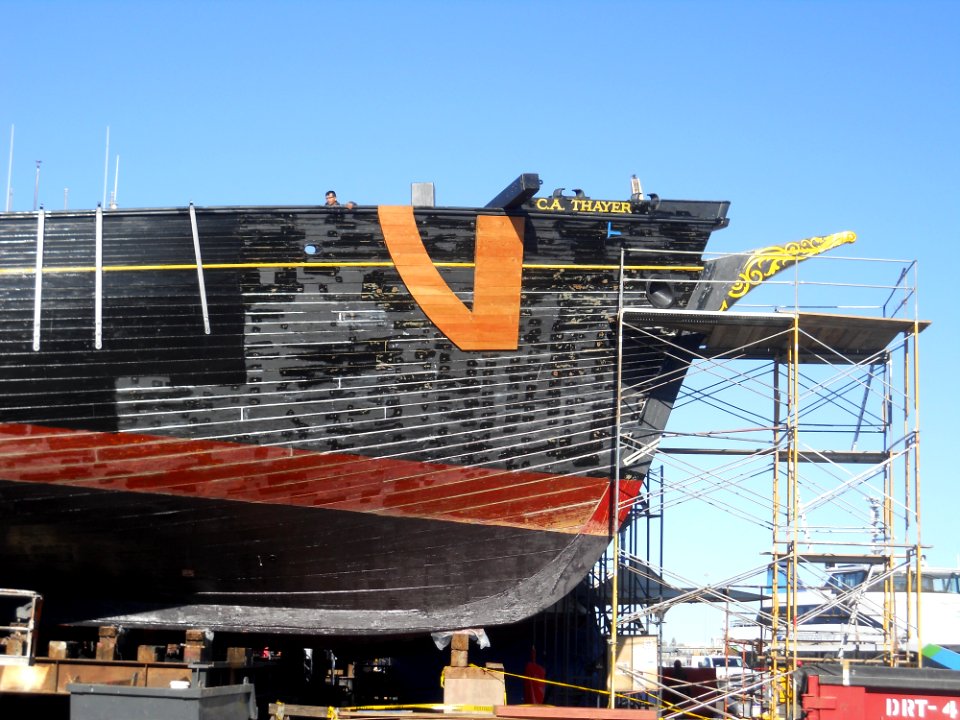 Thayer at the shipyard