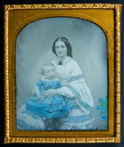 Mother and child - beautiful hand-tinted ambrotype