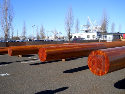 Masts for C.A. Thayer at the shipyard