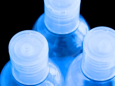 Bottles transparent light blue