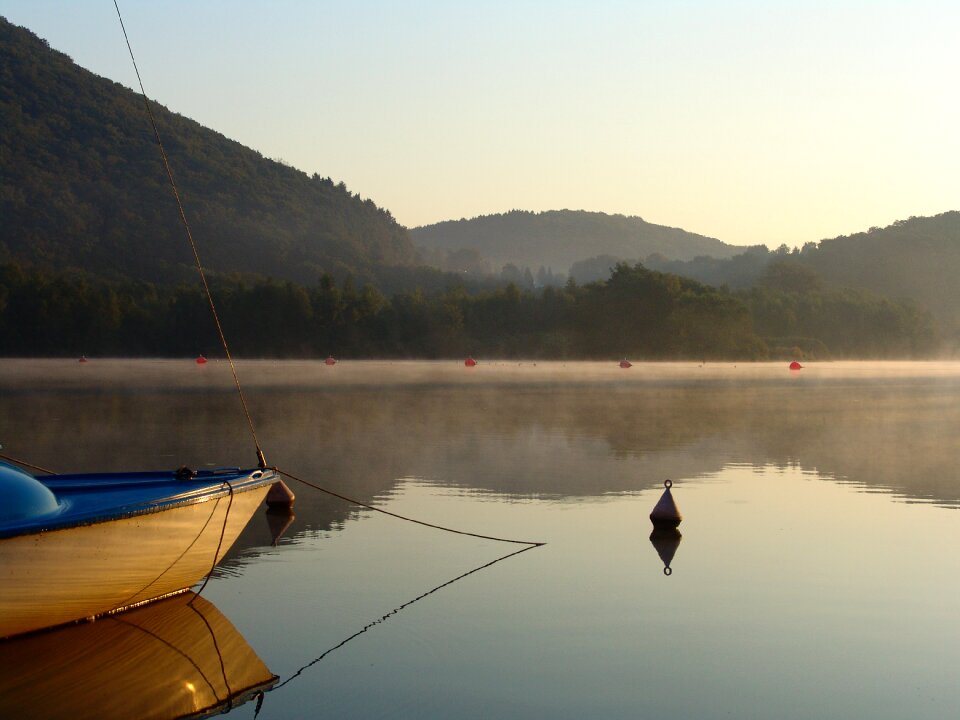 Morgenstimmung sunrise boat