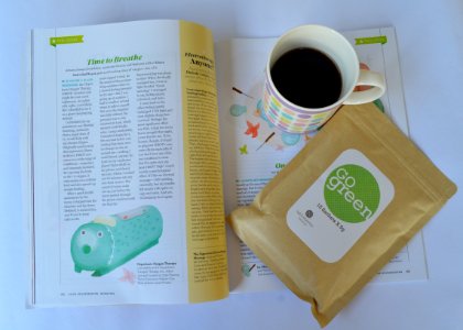 Coffee and health magazine photo