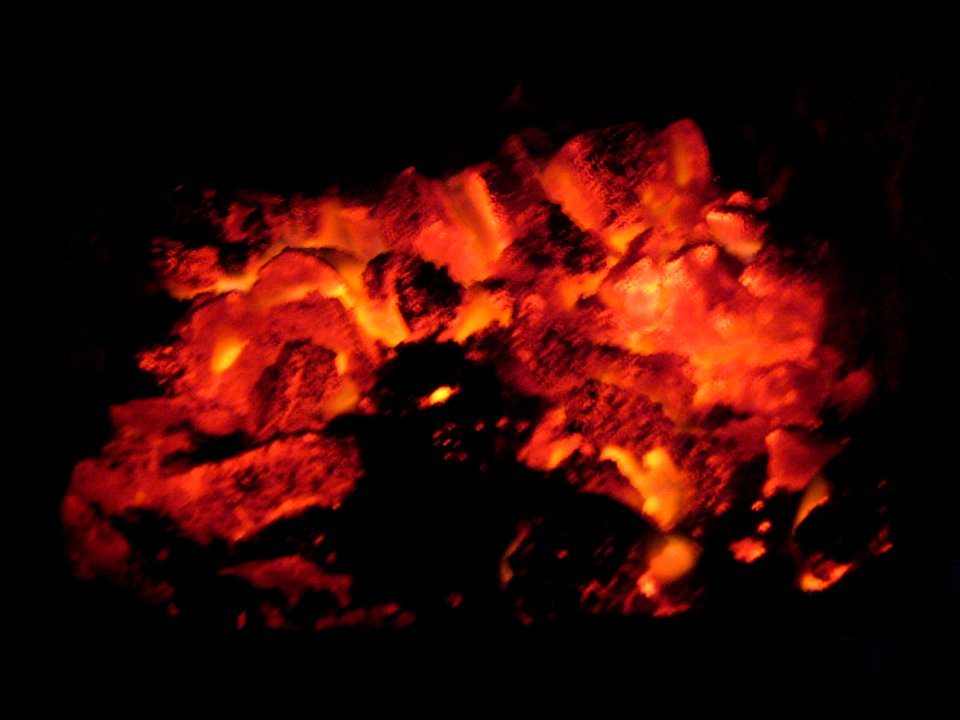 Glowing Hot Coal in a Tile Oven Public Domain photo (no flash)