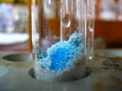 Chemicals in broken test tube photo