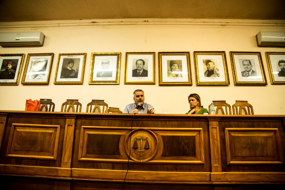 12.04.2018 - Prefeita Paula Mascarenhas e o Consultor do Instituto Cidade Segura Marcos Rolim, durante palestra na UFPel - Foto: Gustavo Vara