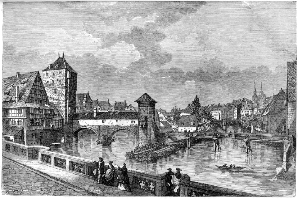 Gezicht op Neurenberg -- De Pegnitz