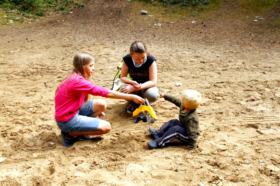 In the sand pit with the girls